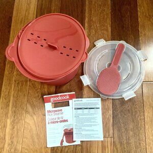 Good Cook Microwave Rice Quinoa Steamer Cooker BPA Free 1 Cup Set Red